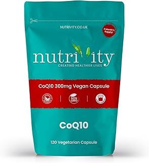 Ubiquinone CoQ10 Supplements 300mg, 120 High-Strength Naturally Fermented Coenzymes Q10 Capsules, High Absorption Antioxidant Supplement Immune Support & Reduce Headaches, UK Made by Nutrivity