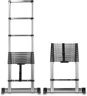 Telescopic Ladder - Lightweight, Extendable Stainless Steel Ladder, EN131 & CE Certified for Home and Professional Use - Compact, Portable Design with Safety Locking Mechanism (2.6M)