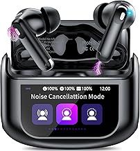 Wireless Earbuds, 48H Smart Touch Screen Ear Buds Wireless Bluetooth 5.4 Headphones In Ear, ANC/ENC Noise Cancelling Mic Bluetooth Earbuds with HiFi Stereo, 5 EQ Modes, IPX7 Waterproof Earphones Black