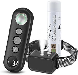 Citronella Dog Training Collar with Remote 3 Modes Spray & Beep Spray Citronella Dog Training Collar, Humane Training Dog Collar, Adjustable Rechargeable Anti-Bark Device Collar