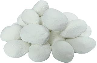 Fireplace Ceramic Pebbles 24 pieces, round lava pebbles, gas logs, for indoor and outdoor fireplaces and fire pits, decorative landscaping stones(White)
