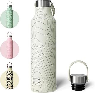 Bottle Bottle 600ml Insulated Water Bottle with Handle Hiking Peak Grey (Black)
