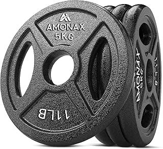 Weight Plates Set, 2.5kg, 5kg, 10kg Dumbbell Plates for 1 & 2 Inch Olympic Weight Bars, Metal Barbell Plates for Weight Lifting Hip Thrust, Cast Iron Steel Weight Plates for Home Gym