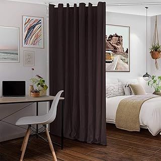 HOSKO Room Divider Curtain Pole, Silver Room Dividers Free Standing Floor to Ceiling, No Drilling Tension Room Partition Stand, Portable Hanging Dividers Room Separator, W 178 cm x H 317 cm