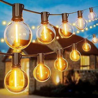 Torkase Outdoor String Lights Mains Powered,55FT/16.5M G40 Garden Festoon Lights with 25+1 Shatterproof G40 Plastic LED Edison Bulbs Waterproof for Outside Patio Gazebo Pergola Décor Wedding Cafe