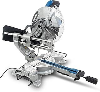 Hyundai 2000W Electric Sliding Mitre Saw with 255mm Blade, Laser Guide, 90mm Cutting Height & 0–45° Bevel – Powerful Chop Saw with Vacuum Port for Precision Wood Cutting
