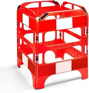 Folding Barrier - Red | 4 Pcs Folding Temporary Gate | Reflective Safety Barrier for Pedestrian and Worker Safety (1)