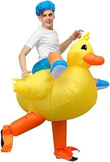 JASHKE Inflatable Costume Yellow Duck Costume Ride Costume for Adult