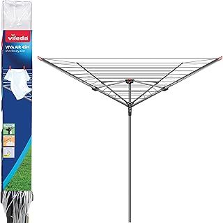 Vileda 4 Arm Rotary Dryer, Outdoor Clothes Airer with 45m washing Line, Silver