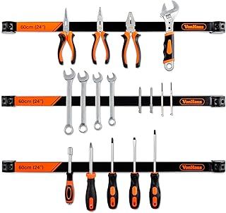 VonHaus Magnetic Tool Holders – Tools Strip 3 x 60cm / 24”, Includes Removable Dividers – Space-Saving & Strong Magnetic Tool Holder – Wall Mounted Strips for DIY Storage
