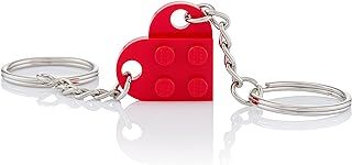 LEGO Heart Keyring | Two Keyrings | Gift Pouch Included | Red