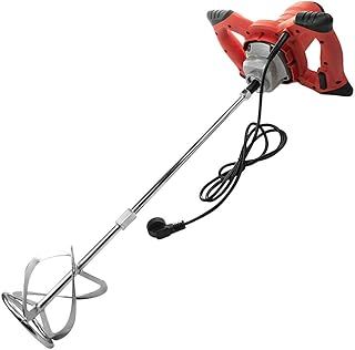 Cement Mixer, 2100W Electric Plaster Paddle Mixer Mortar Paint Stirrer Whisk, 6 Variable Speeds, UK Plug, Ideal for Mixing Feed, Plaster, Paint, Cement, Mortar etc (Red)