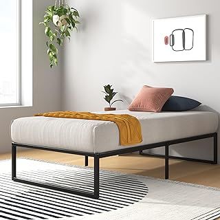 Zinus Lorelai Single Bed frame - Bed 90x190 cm - 36 cm Height with Underbed storage - Metal Platform Bed frame with Steel slat support - Black