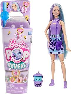 Barbie Pop Reveal Bubble Tea Series Doll & Accessories with Fashion Doll & Pet, 8 Surprises Include Color Change, Cup with Storage (Styles May Vary), HTJ19