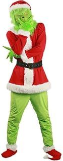 EraSpooky Green Monster Christmas Costume Adult Deluxe Men's Santa Cosplay Party Suit