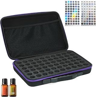 60 Bottles Essential Oil Carrying Case Nail Polish Organiser Essential Oil Storage Box with Label Stickers Essential Oil Holder Traveling EVA Carrying Case Large Capacity Foam Insert Tote