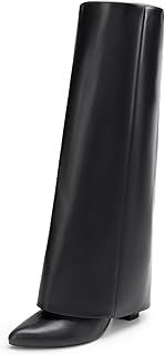 DREAM PAIRS Women's Knee-High Boots, Comfortable Chunky Block Heel Pointed Toe Pull On Side Zipper Suede Slouch Riding Boots SDKB2408W