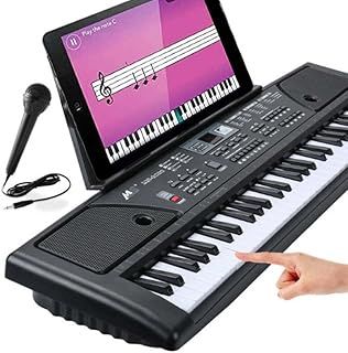 Keyboard Piano, 61 Keys Electronic Keyboard for Kids with 16 Instrument Voices & 10 Accompaniment Styles for Kids Teaching, Digital Music Keyboard Piano Instrument with Microphone, USB Cable