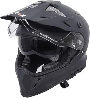 Zorax Matt Black L (59-60cm) ZOR-X327 Dual Sport Double Visor Motorbike Motocross Helmet Matt MX Quad ATV Enduro Crash Dirt Bike Helmet ECE 22.06 Certified