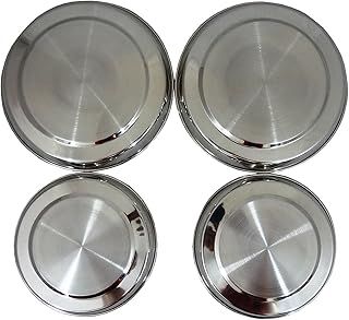 EFG 4 Piece Stainless Steel Hob Cover Protector Lid Set, Silver, Universal