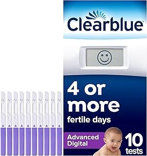 Clearblue Advanced Digital Ovulation Test Kit (OPK). Double Your Chances Of Getting Pregnant, 1 Digital Holder And 10 Ovulation Tests, Try The FREE Clearblue Period & Cycle Tracker App