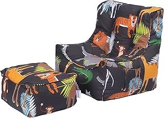 Kids Bean Bag Chair With Footstool | Child Play Safe Soft Seat Playroom Sofa | Ergonomically Designed Toddler Armchair | Comfy Children Furniture (Africa)