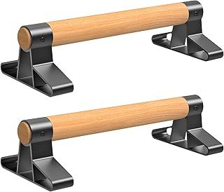 SELEWARE Wood Push up bars Stands Handles Set Parallettes bars Anti-slip Handstand Bars for Calisthenics, Fitness, Floor workouts Support 600 lbs