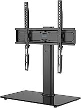 BONTEC Swivel TV Stand with Bracket for 24-60 inch LED OLED LCD Plasma Screens, Height Adjustable Table Top TV Stand with Tempered Glass Base, Max VESA 400x400mm, Up to 45KG