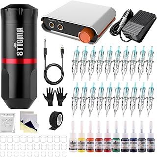 Stigma Tattoo Machine Kit Rotary Tattoo Pen Tattoo Gun Tattoo Machine Kit With Switch Power Supply 10 Tattoo Ink 20 Tattoo Cartridge Needles STQ49P107-1-EU