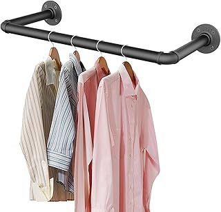 SMILOVII Wall Mounted Clothes Rail, Industrial 49cm Detachable Metal Garment Hanging Storage Rail - Heavy Duty for Home Shops and Closets