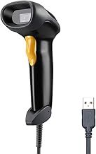 Handheld 2D Barcode Scanner with Gooseneck Stand, Automatic USB Wired QR Code Scanner Bar Code Reader Support Screen Scanning for PC POS System Library Store Supermarket Check-Out, Inventory…