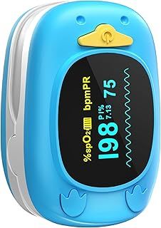Children Fingertip Pulse Oximeter Blood Oxygen Saturation Monitor for Child Kids Portable Oxygen Monitor with OLED Screen Included 2AAA Batteries
