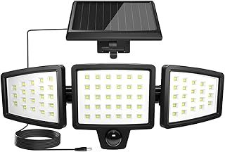 Lepro Solar Security Lights Outdoor Motion Sensor, 1200LM Solar Flood Lights with Separate Solar Panel, IP65 Waterproof, Adjustable 3Heads, Pir Wall Lights for Yard Garage Pathway