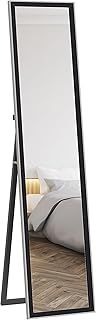 HOMCOM Full Length Mirror, 37 x 157cm Wall Mounted, Leaning, Free Standing Mirror, Framed Full Body Mirror for Living Room, Bedroom, Black