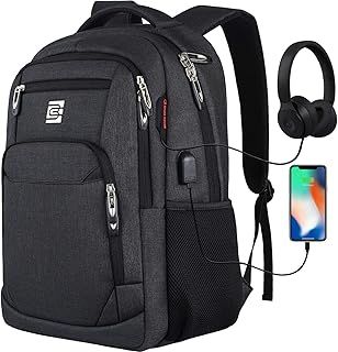 marcello Laptop Backpack with USB Charging&Headphone Port,Anti-Theft Business Backpack with Breathable Padded Shoulder Strap,Water Resistant Computer Rucksack for School/Work/Travel