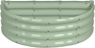 Harbour Housewares Raised Garden Bed - Green - 95 x 45cm - Semi-Circle - Bottomless Galvanised Steel Metal Planter Box for Growing Outdoor Plants, Vegetables, Flowers and Herbs