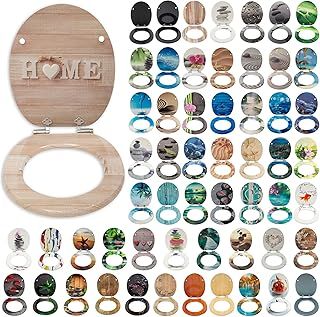SG Traders® Toilet Seat with Soft Close - Wooden Toilet Seat Cover with Zinc Alloy Hinges, Comfortable Toilet Seat Covers with Colorful Designs Easy to Install, Assembly (Black Glitter)