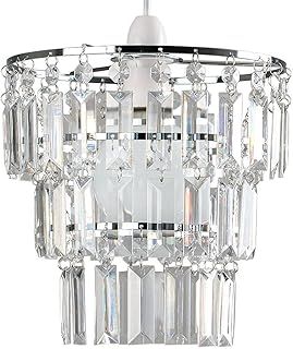 MiniSun | Modern 3 Tier Ceiling Light Shade with Clear Acrylic Jewel Effect Droplets | Pendant Lights, Home Décor & Improvement Essential