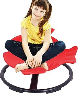 Sensory Toy Spinning Fish，Kids Swivel Chair Sensory Swing for Autism, Sit and Spin Chair Training Body Coordination Sensory Balance Training Seat Kid Spinning Carousel, Ages 3-12 (Red)