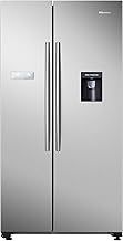 Hisense RS741N4WCE Freestanding American Side by side Door American Fridge Freezer 578 litre, Black, with Non-Plumbed Water Dispenser, Silver, 90.8 × 179.3 × 74.3 cm (W×H×D)