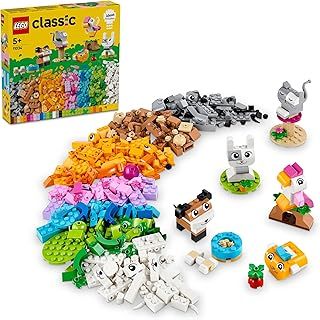 LEGO Classic Creative Pets, Brick Box Set with Animal Building Toys for 5 Plus Year Old Girls & Boys with Toy Dog, Cat, Rabbit, Hamster and Bird Figures, Gift for Kids 11034