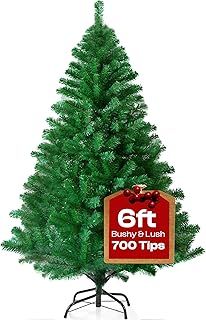 KLASS 6ft Christmas Tree 700 Tips Lush Xmas Tree Premium PVC Realistic Artificial Christmas Tree With Metal Stand, Green Christmas Trees in 4ft, 5ft, 6 ft 7ft Sizes Perfect Christmas Decoration (6ft)