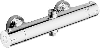 MORADO Thermostatic Shower Mixer Bar with Top Outlet 3/4" G and Bottom Outlet 1/2" G,Bar Mixer Shower,Round Shape,Brass, Chorme Finished, Wall-Mounted