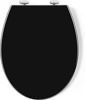 Pipishell Soft Close Toilet Seat, Toilet Seat with Quick Release for Easy Clean, Simple Top Fixing, Standard Toilet Seats White with Adjustable Hinges, O Shape Black
