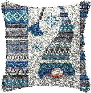 SKTWOE Latch Hook Cushion Kit Christmas Pillowcase - DIY Crochet Yarn Embroidery Kit for Beginners, Adults, Kids - Creativity Gift, Home Decoration - 43Cmx43cm, B (B, B)