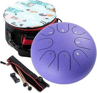 Steel Tongue Drum 6 Inch 8 Notes: Hand Pan Drum Sound Healing Instruments C Key - Percussion Instrument with Mallets, Bag, Finger Cover, Music Book for Meditation Yoga Musical Education