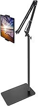 Tablet Floor Stand with 6.6lb Base, Angle Height Adjustable Foldable Arm Tablet Stand for Bed Sofa Use, Tablet Holder for 4.7-12.9" iPad Pro Air Mini, iPhone, Samsung Tab, Kindle, E-Reader