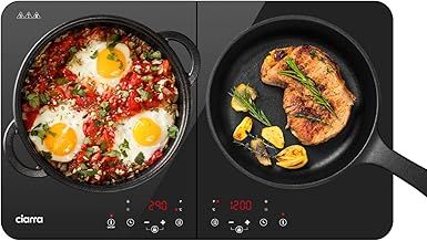 Portable Induction Hob 2800W Double Cooking Zones with Touch Control Ceramic Glass Panel 9 Power Levels Timer Child and Safety CUTIH2