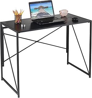 DEPOT Folding Table, Folding Desk, Computer Desk, Foldable Small Desk for Home Study/Office (Black)