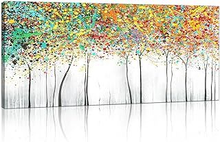 FajerminArt Wooden Frame Canvas Wall Art Abstract Colorful Tree Blossom Pictures Painting on Canvas Prints Poster for Living Room Bedroom Bathroom Wall Decor Ready To Hang 20" x 48"/ 120cm x 50cm